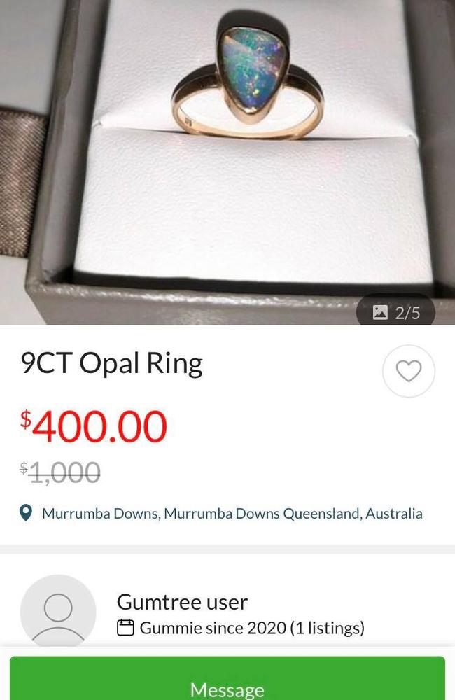 The Gumtree ad for the opal ring taken by Miranda Faye Hamilton.