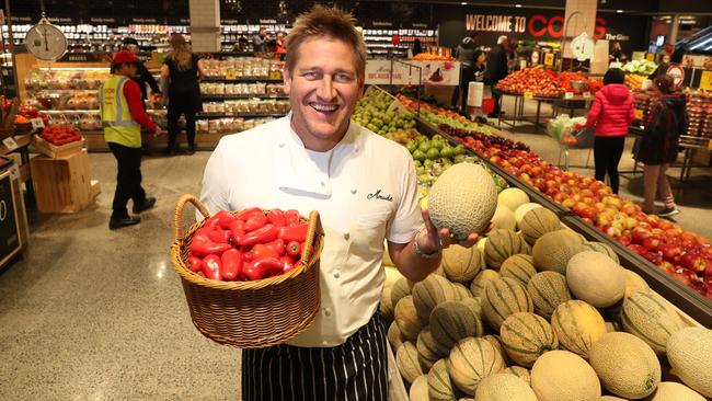 Coles ambassador Curtis Stone at the launch of a new Coles store format at The Glen in Melbourne Picture: David Geraghty