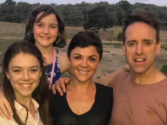 Em Rusciano with her husband Scott Barrow and their daughters Marchella (L) &amp; Odette (R). Picture: Instagram