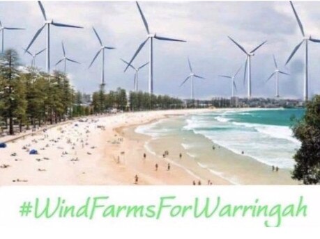 A change.org petition calling for Zali Steggall to install wind turbines on the northern beaches. Picture: change.org.