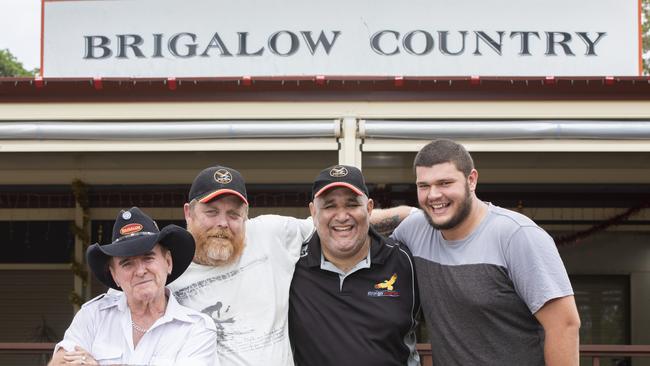 Max Noble, Peter Eather, Dr John Davis and Geoffrey Mount at Brigalow Country where there is a Men’s Shed. AAP/Renae Droop