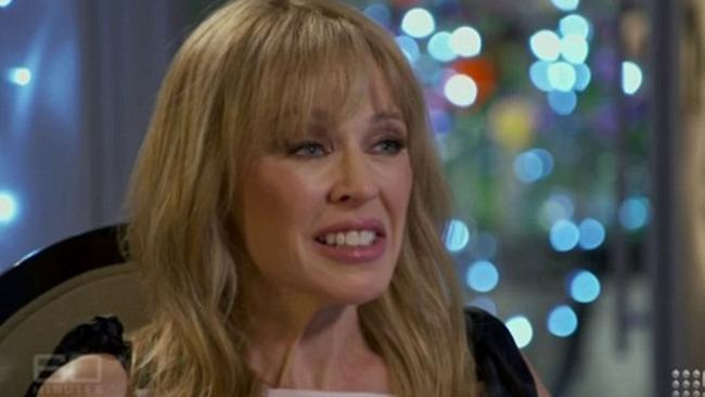 Kylie Minogue’s reaction to Karl. Picture: Nine