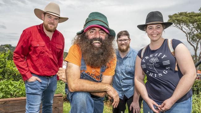 (from left) Daniel Becker, Costa Georgiadis, Karl Becker and Rachael Becker at the Toowoomba Royal Show. Picture: Nev Madsen