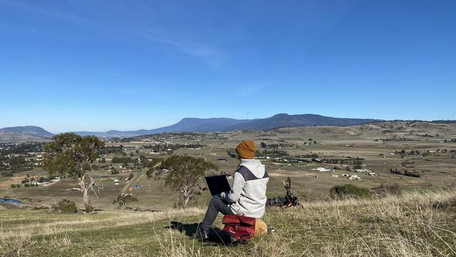 Milly Rowett works remotely from Tasmania for her employer, Block