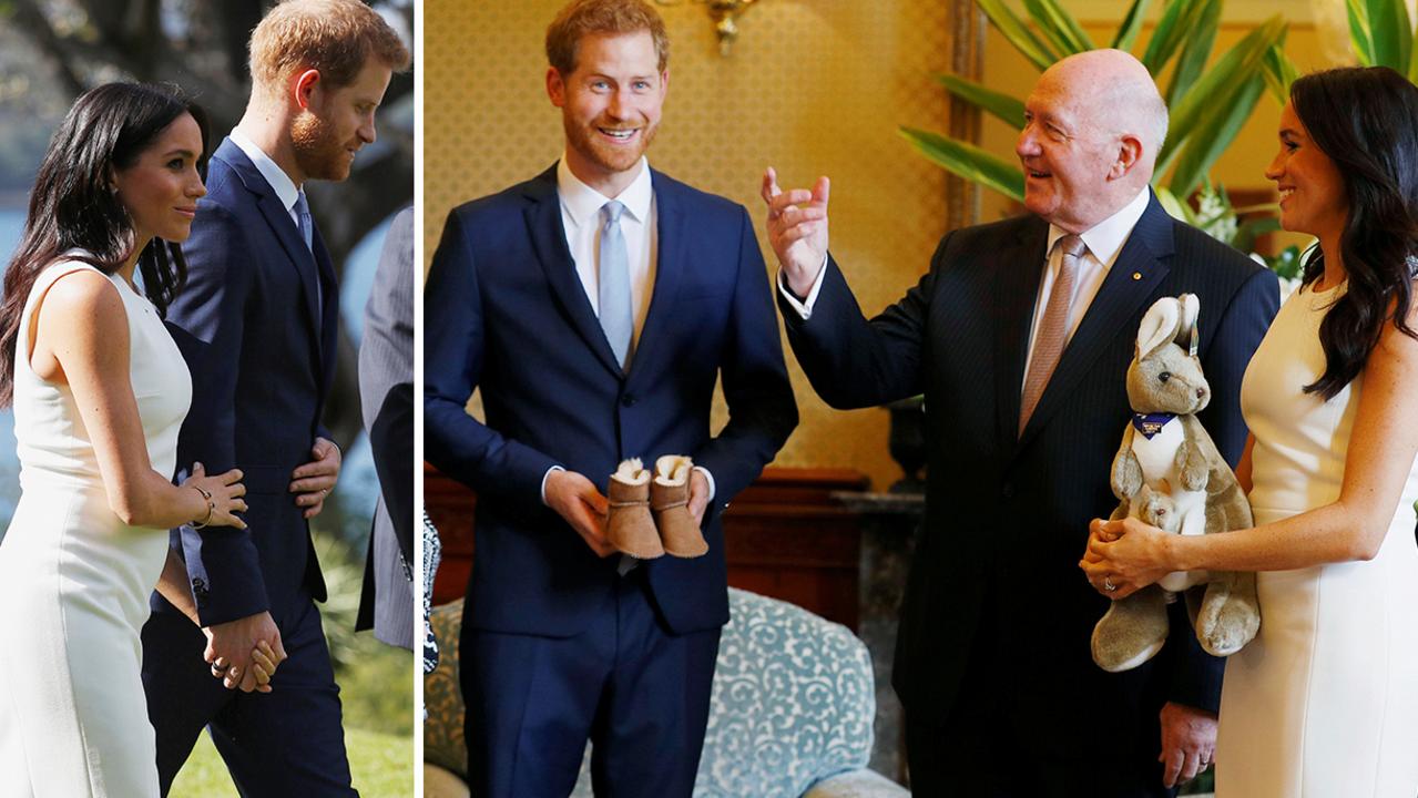 Prince Harry and wife Meghan started the day at Admiralty House, where they received gifts for the nursery.