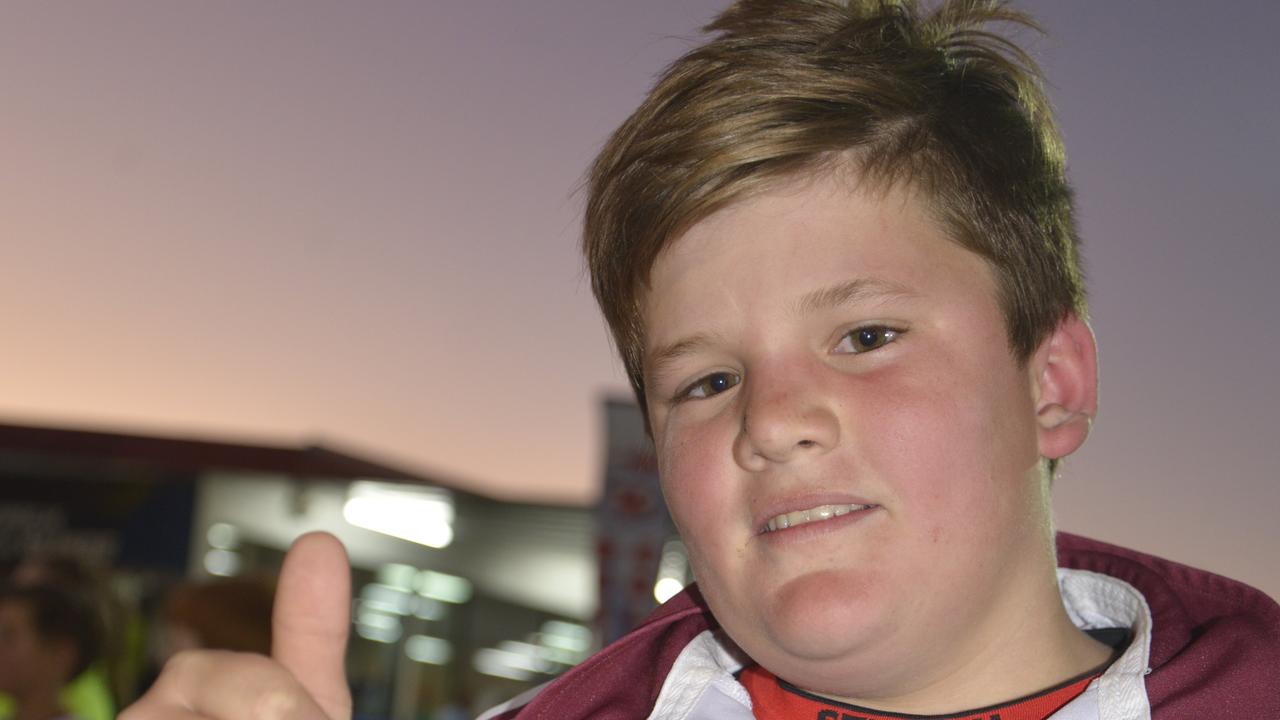 Kaleb Ammenhauser after a conversion from half-way out which won Suburbs an under-12 game 10-8 against Collegians. Photo Gerard Walsh / Warwick Daily News