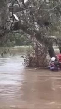 Woman rescued from flood waters in Newstead