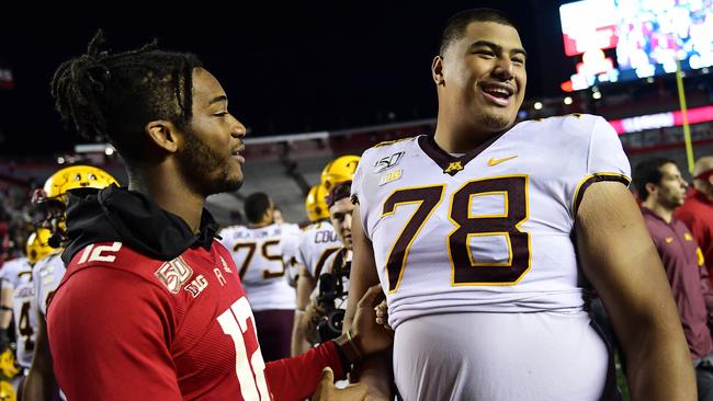 Faalele offers raw talent and brute strength. (Photo by Corey Perrine/Getty Images)