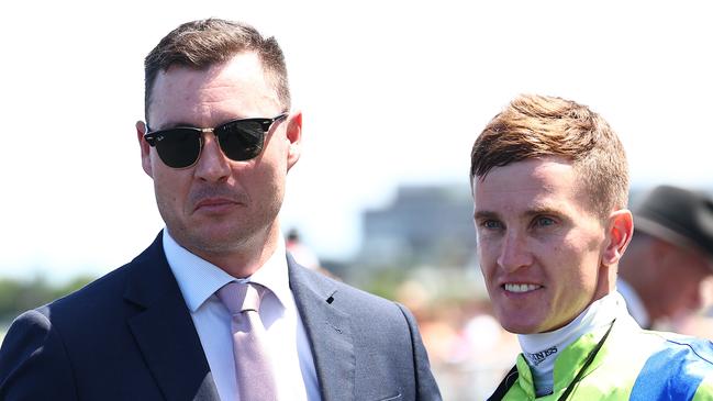 Trainer Nathan Doyle (left) is hoping Exceed The Sky can go one better than her first-up run when she returns to Hawkesbury on Thursday. Picture: Getty Images