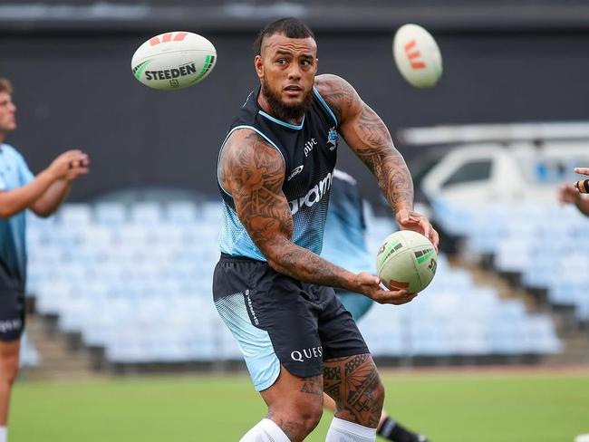 Cronulla's Addin Fonua-Blake has been working hard under the watchful eye of coach Craig Fitzgibbon. Picture: Sharks Instagram