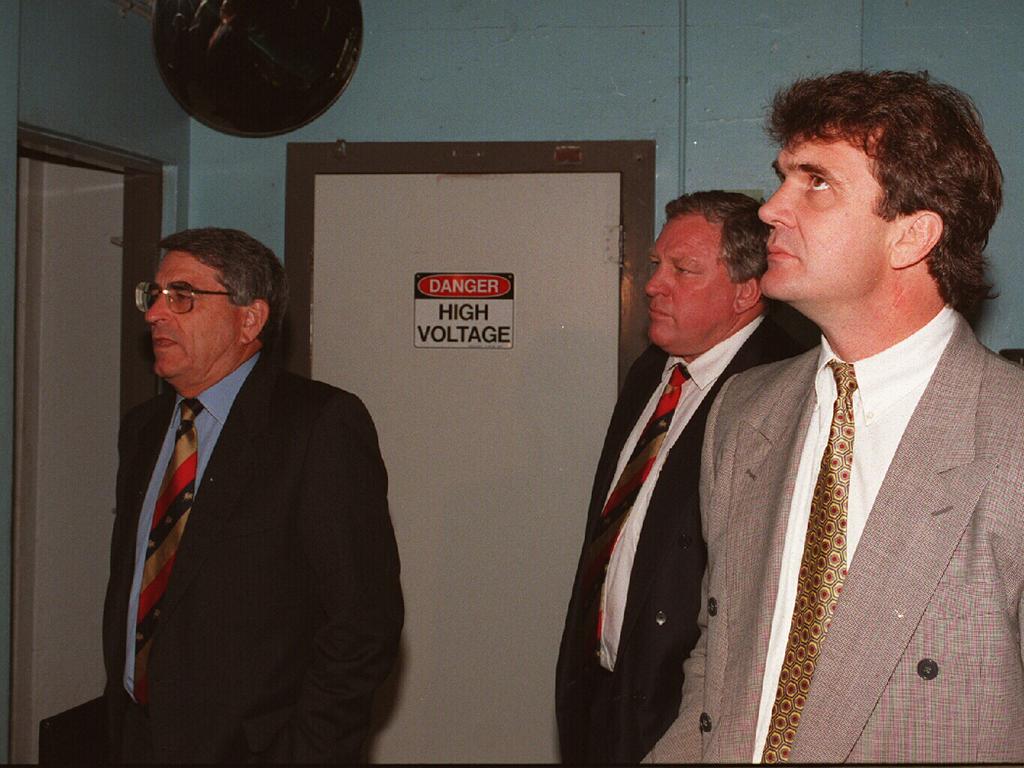 Executives Barry Miranta, Paul Morgan and John Ribot during a Super League meeting in 1994.