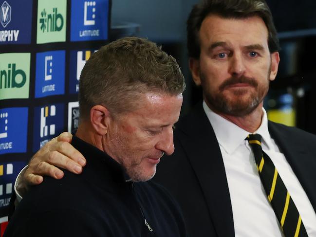 Damien Hardwick with chief executive Brendon Gale. Picture: Michael Klein