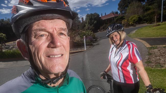 Christiaan and his wife Sandra are keen cyclists. Picture: Jake Nowakowski