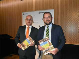 LGAQ Preseident and Mayor of the Sunshine Coast, Mark Jamieson, and Cr Cameron O'Neill launch Conferences & Events in the Maranoa - a Planner's Guide. Picture: Jorja McDonnell