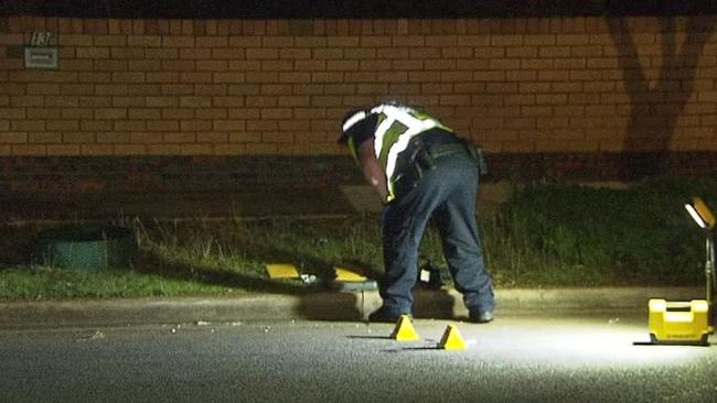 Police gather evidence after the stabbing at Oaklands Park. Picture: 7NEWS Adelaide