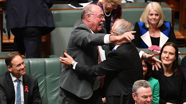 Liberal Member for Leichhardt Warren Entsch shares the moment with Mr Turnbull.