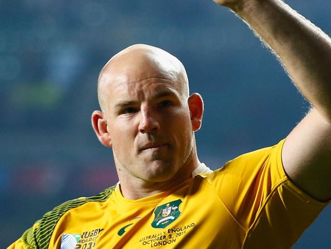 LONDON, ENGLAND - OCTOBER 03: Stephen Moore of Australia celebrates victory after the 2015 Rugby World Cup Pool A match between England and Australia at Twickenham Stadium on October 3, 2015 in London, United Kingdom. (Photo by Mike Hewitt/Getty Images)