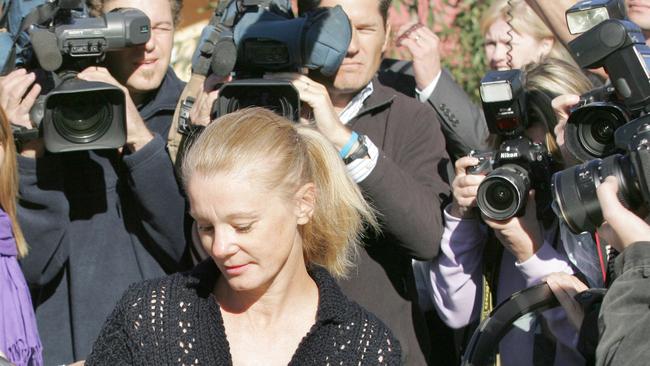 Lucy Dudko surrounded by media as she is released from prison in 2006 after serving seven years in prison. Dudko helped her then boyfriend and armed robber John Killick escape from Sydney's Silverwater prison by hijacking a helicopter.