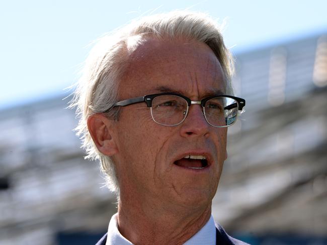 Chief Executive of Football Federation Australia David Gallop speaks during a press conference at ANZ Stadium in Sydney on September 7, 2017.  Australia will face Syria in a must win game for the qualification of 2018 FIFA World Cup Russia in Sydney on October 10, 2017. / AFP PHOTO / SAEED KHAN / -- IMAGE RESTRICTED TO EDITORIAL USE - STRICTLY NO COMMERCIAL USE --