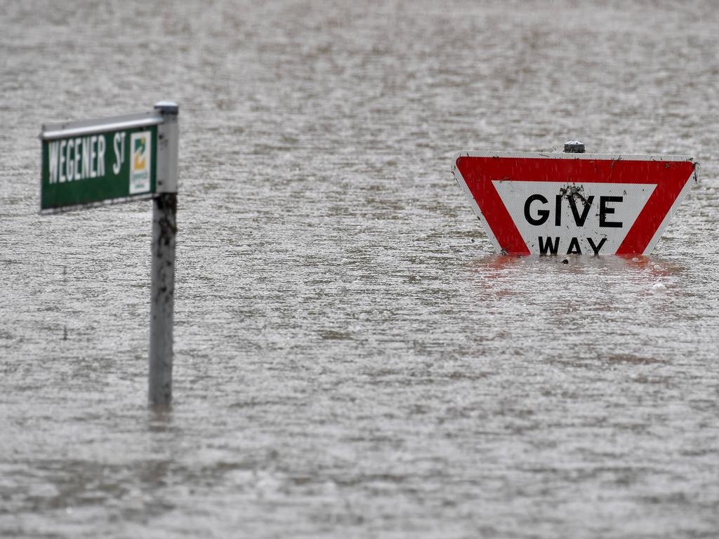 A street in Ipswich goes under. Picture: John Gass