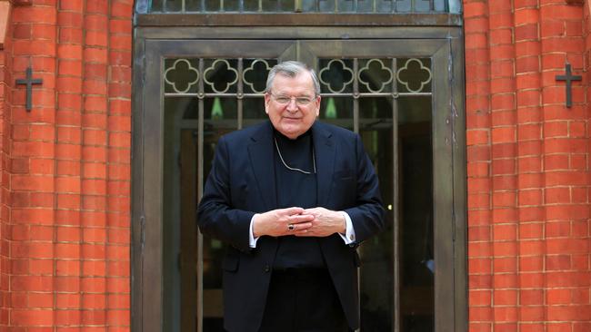 Cardinal Burke at the St Aloysius church in Caulfield. Picture: Aaron Francis