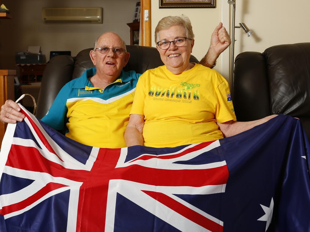 Kyle Chalmers grandparents, Malcolm and Julie Bagnell at their Port Lincoln home. Picture: Robert Lang