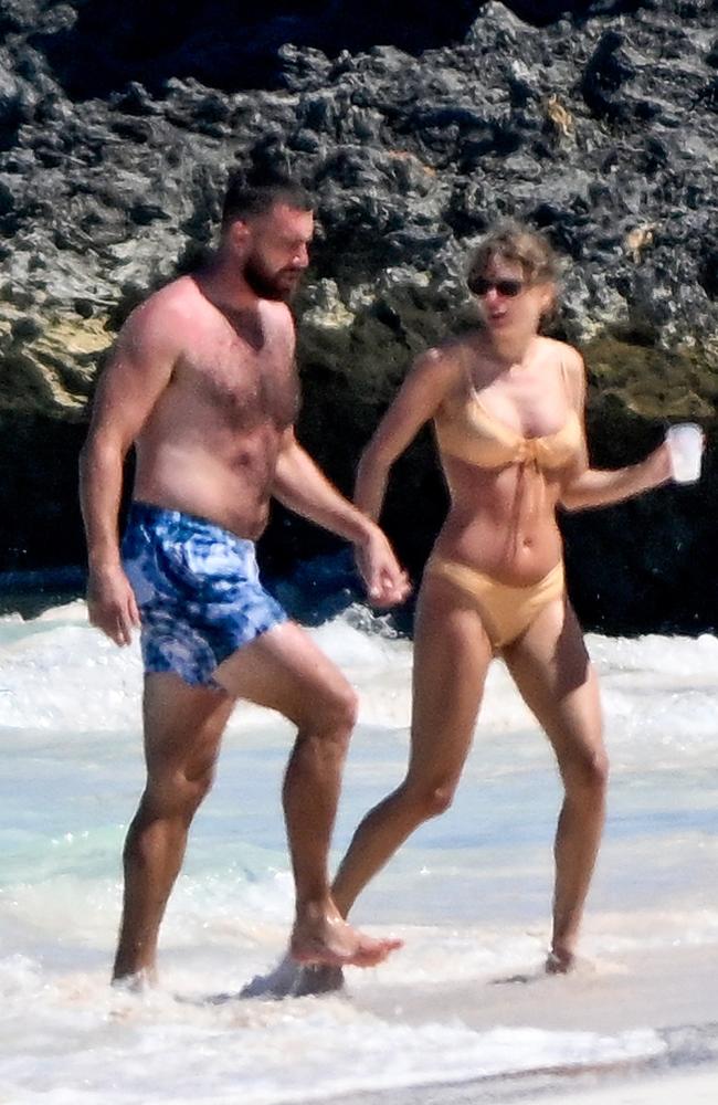 Taylor and Travis enjoy their time together in the Bahamas. Picture: Backgrid