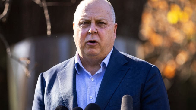 Victorian Treasurer Tim Pallas defended Daniel Andrews by saying he was approaching a camera, where a mask is not needed. Picture: Daniel Pockett/Getty Images