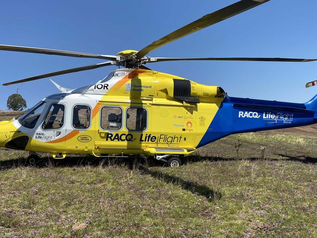 A teenager has been flown to hospital after he sustained injuries in a motocross incident in Toowoomba on Sunday. Picture: RACQ LifeFlight Rescue.