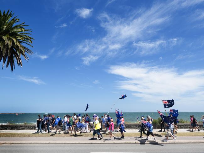 Beaconsfield Parade in Middle Park on Australia Day. Picture: Tony Gough