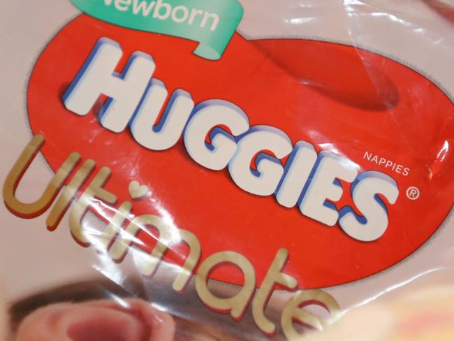 A stock image of Huggies Nappies packaging in Sydney, Wednesday, April 3, 2019. Kimberley-Clark has announced it's shutting down the Sydney plant which makes Huggies nappies with manufacturing to be moved offshore by late July. (AAP Image/Danny Casey) NO ARCHIVING