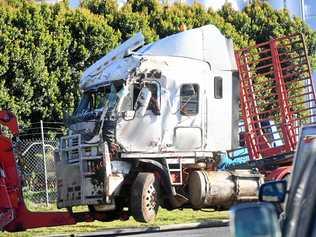 CRASH SCENE: Truck driver Aaron "Gilly” Gill of Coramba died after his semi-trailer rolled on the Lismore-Bangalow Rd at Binna Burra last Wednesday night. Picture: Marc Stapelberg