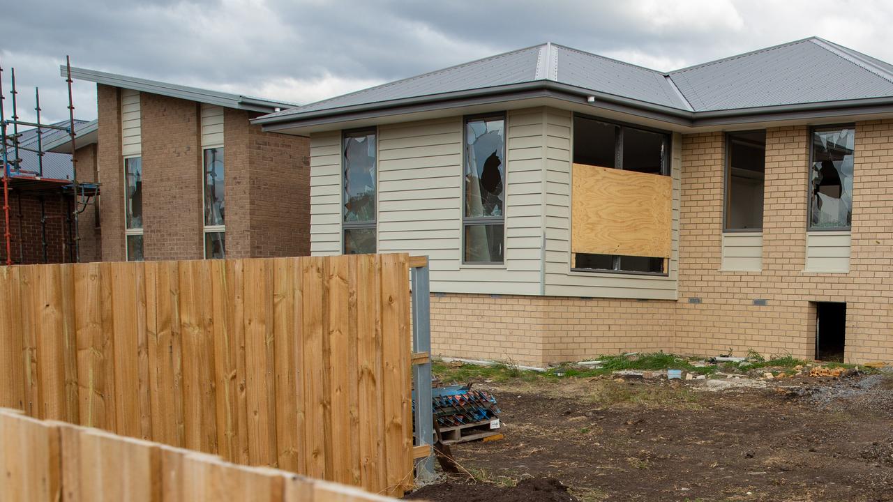 Newly constructed houses at Herdsmans Cove with broken windows in around 34 properties. Picture: Linda Higginson