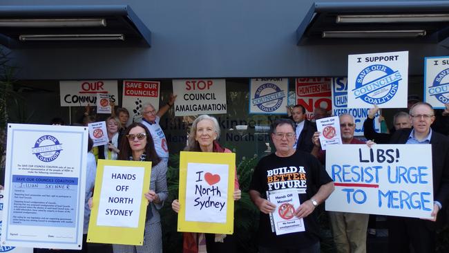 A protest opposing amalgamation for North Sydney.