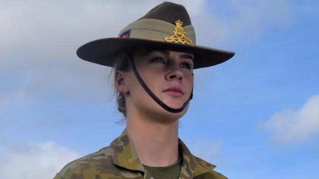 Royal Australian Artillery 8th/12th Regiment GNR Mia Johns will be participating in the 81st Bombing of Darwin commemoration. Picture: Sierra Haigh