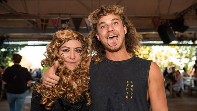 Wendy Brennan and Gus Barrett at the 2023 Dinah Beach Yacht Club Viking Funeral. Picture: Pema Tamang Pakhrin