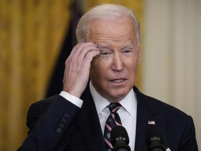 WASHINGTON, DC - FEBRUARY 22: U.S. President Joe Biden delivers remarks on developments in Ukraine and Russia, and announces sanctions against Russia, from the East Room of the White House February 22, 2022 in Washington, DC. The White House earlier in the day called Russia's deployment of troops into two pro-Russian separatist regions of Ukraine the beginnings of an invasion. (Photo by Drew Angerer/Getty Images)