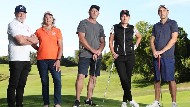 Pictured at Moore Park Public Golf Course in Sydney is Moore Park Golf Club directors John and Karen Janik with golfers John O'Hare , Lucy Quillam and Dave Mulhall. Mr Janik has criticised the plan. Picture: Richard Dobson