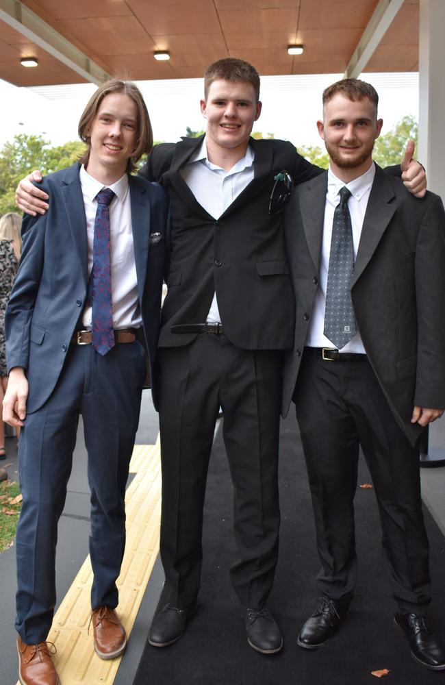 Oliver Rose, Jason Lenton and Jacob Sims at the Burnside State High School formal 2023.