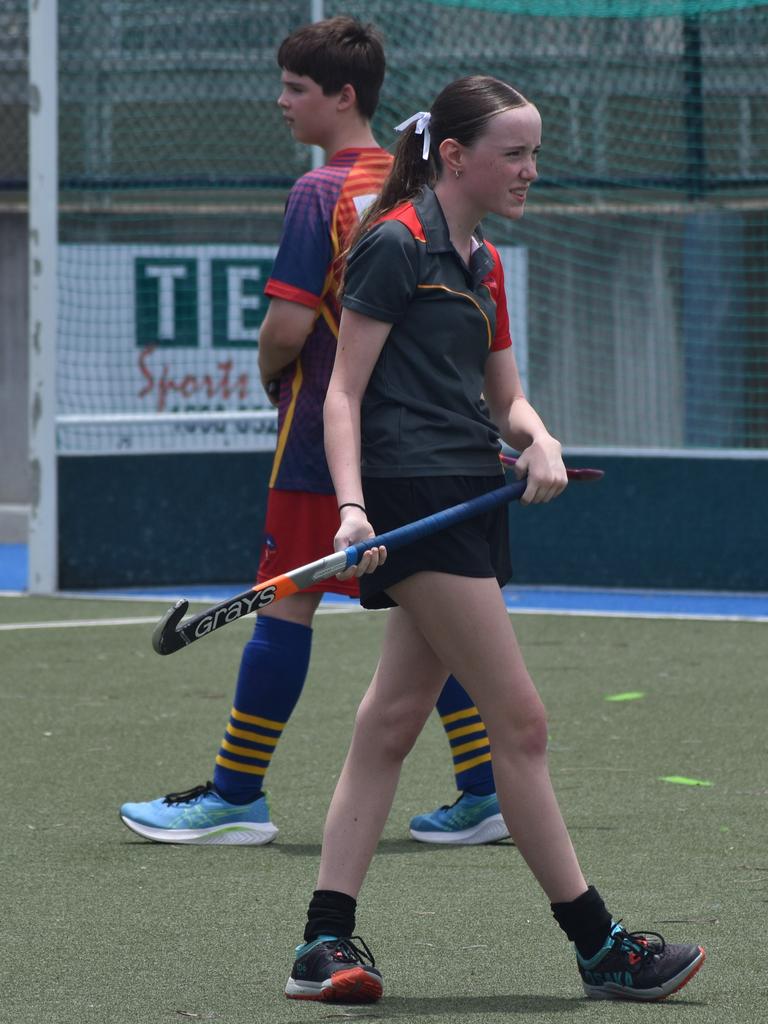 Players at the Park Avenue Brothers Hockey Club and Astro's Hockey development clinic at Kalka Shades, Rockhampton, on February 8, 2025.