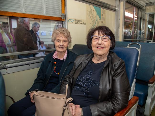 Passengers on the "Pride of Toowoomba", Wendy Lutvey (left) and Glad Simon. Saturday May 18th, 2024 Picture: Bev Lacey