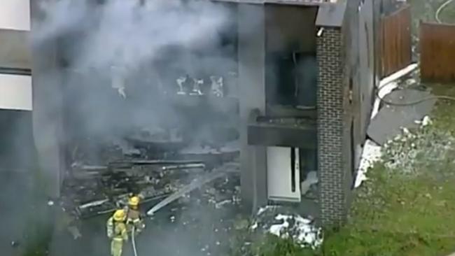 The scene of a house fire where a woman was killed. Picture: Twitter