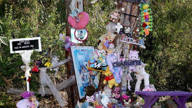 A roadside shrine on the South Eastern freeway just below the Heysen Tunnels. Photo: Calum Robertson