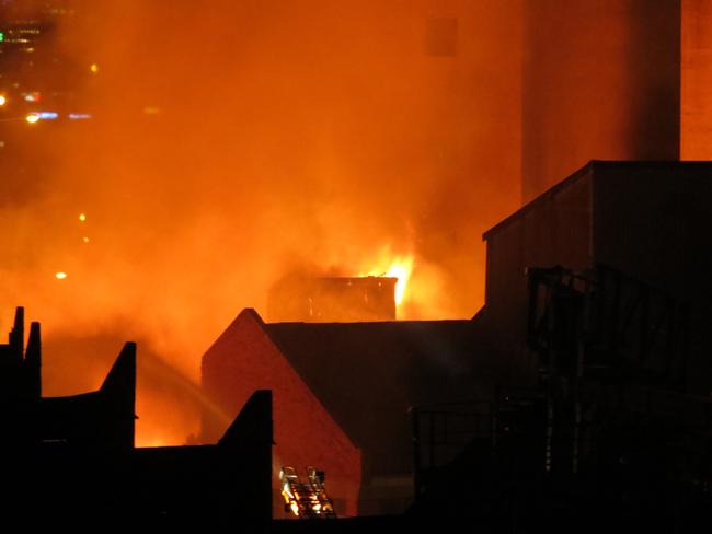 A factory near Melbourne's historic Nylex Grain Silo site was on fire. Picture: Kiah Doodie