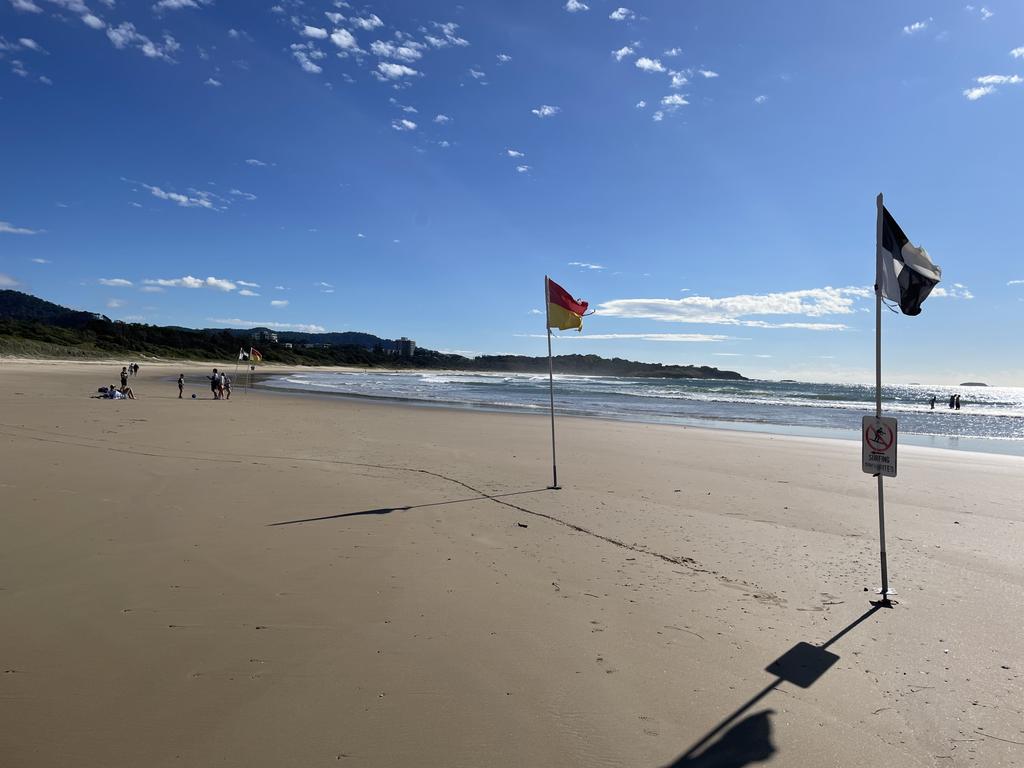 Park Beach on the quiet Monday morning after the stabbing of surfer Kye Schaefer. Picture: Janine Watson/Coffs Coast Advocate