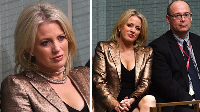 Chloe Shorten with, and then later without, her necklace.