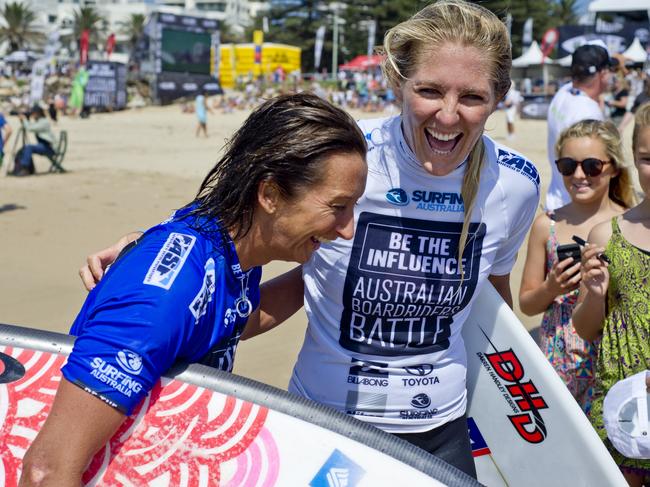 Photo showing Layne Beachley and Stephanie Gilmore.Photo supplied.