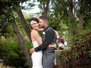 HAPPILY EVER AFTER: Chanelle and Mathew Castley (nee Edwards) at their Pie Creek wedding late last year.