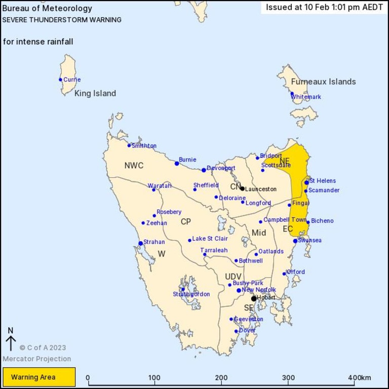 A severe thunderstorm warning has been issued for Tassie's North East and East Coast. Photo: BOM