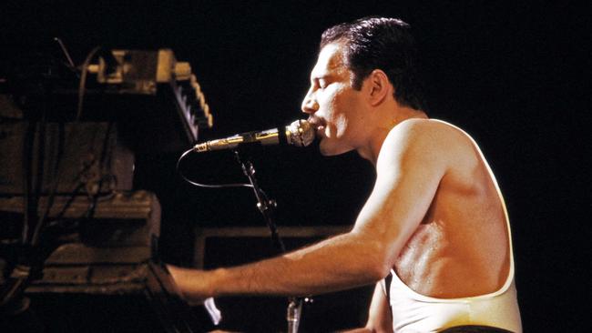 Queen’s Freddie Mercury performing in 1984. Picture: Jean-Claude Coutausse / AFP